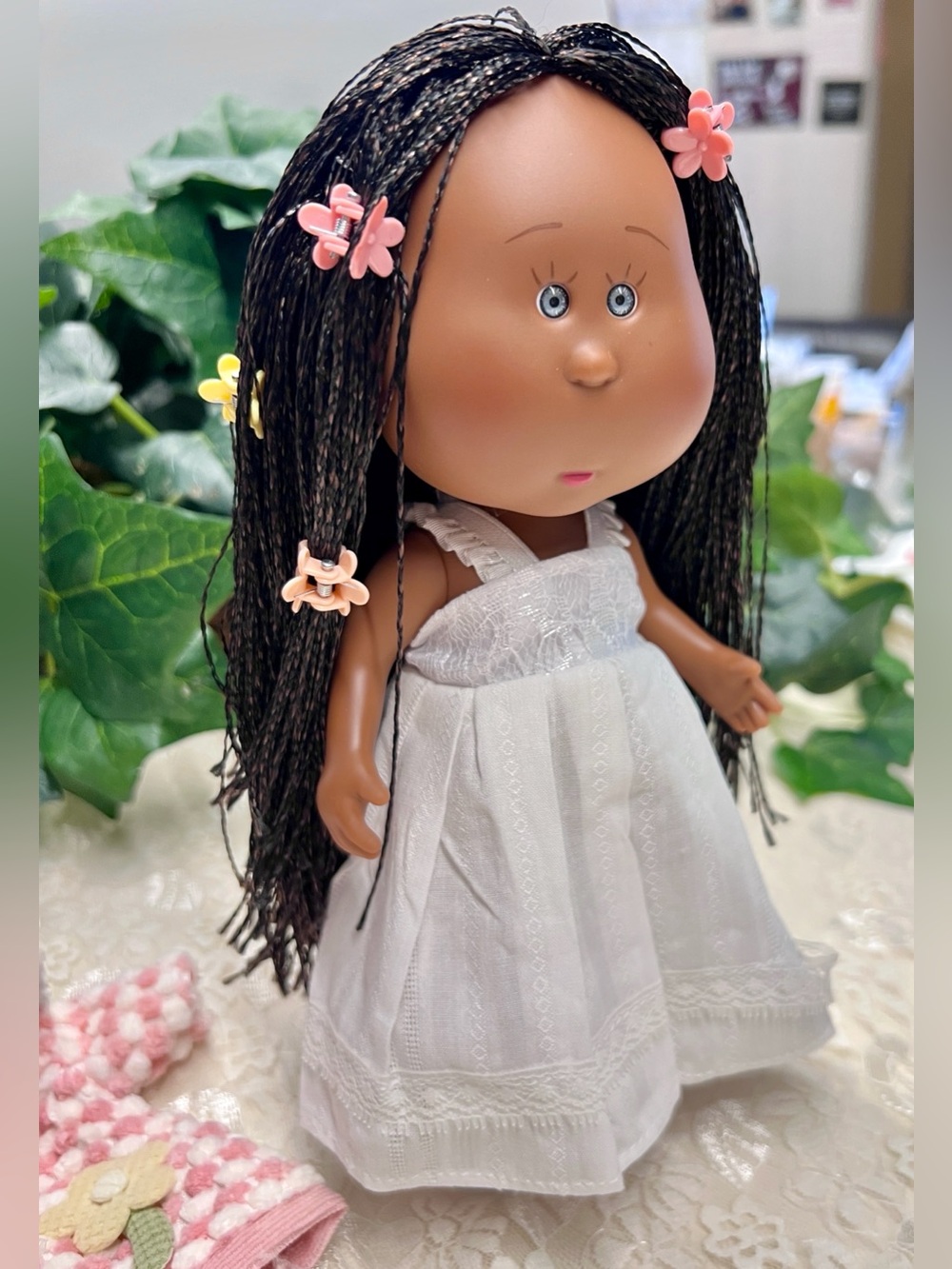 NWT-Mia Potato Doll, 1/8 Scale, 9”, 23 CM. Dark Brown Braided Hair and Blue Eyes - Picture 8 of 12